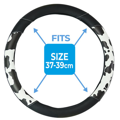 Black Cow Print Steering Wheel Cover