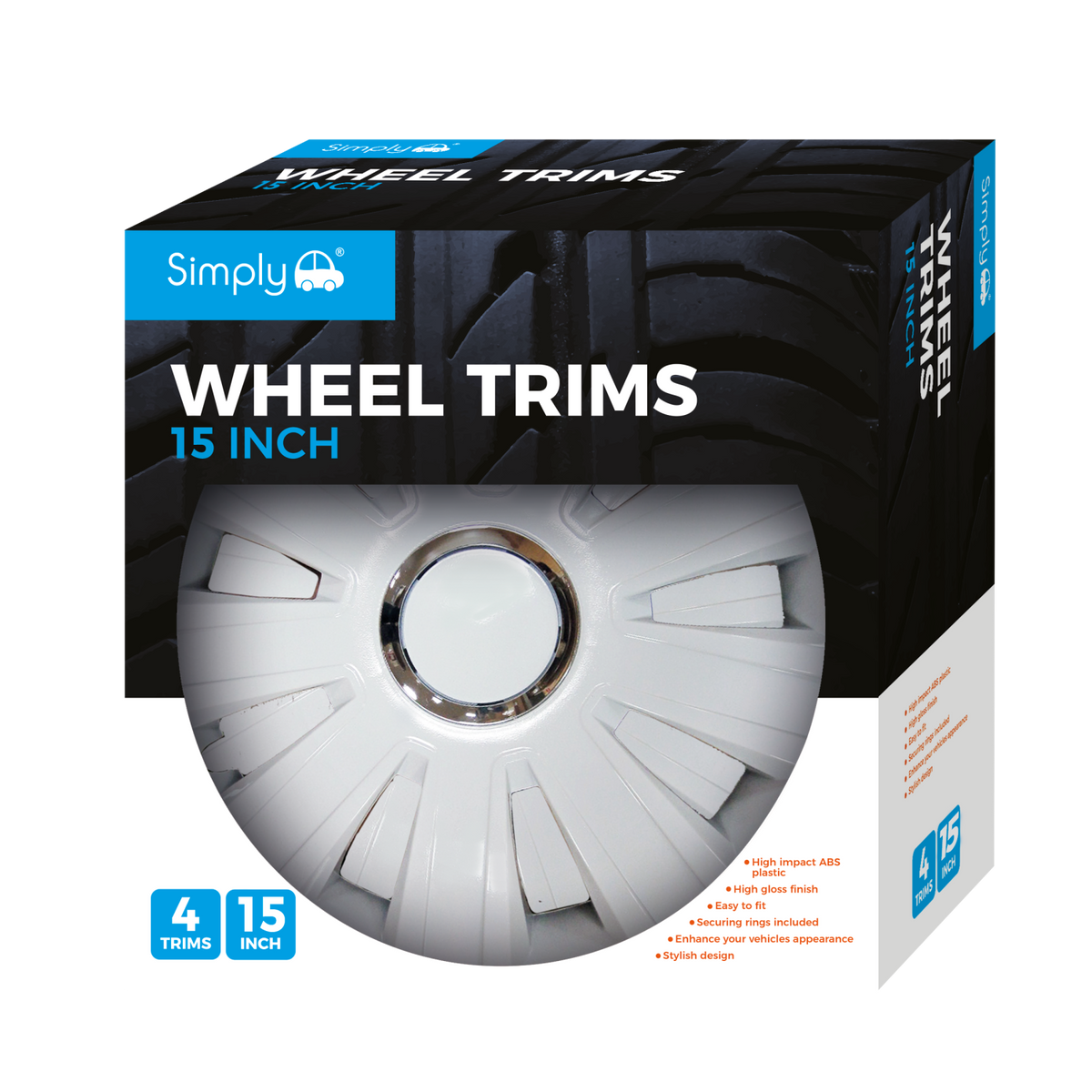 Wheel Covers 'Granite' 15 INCH In White 4x PREMIUM DESIGN Wheel Covers 'Granite' 15 INCH In White 4x PREMIUM DESIGN