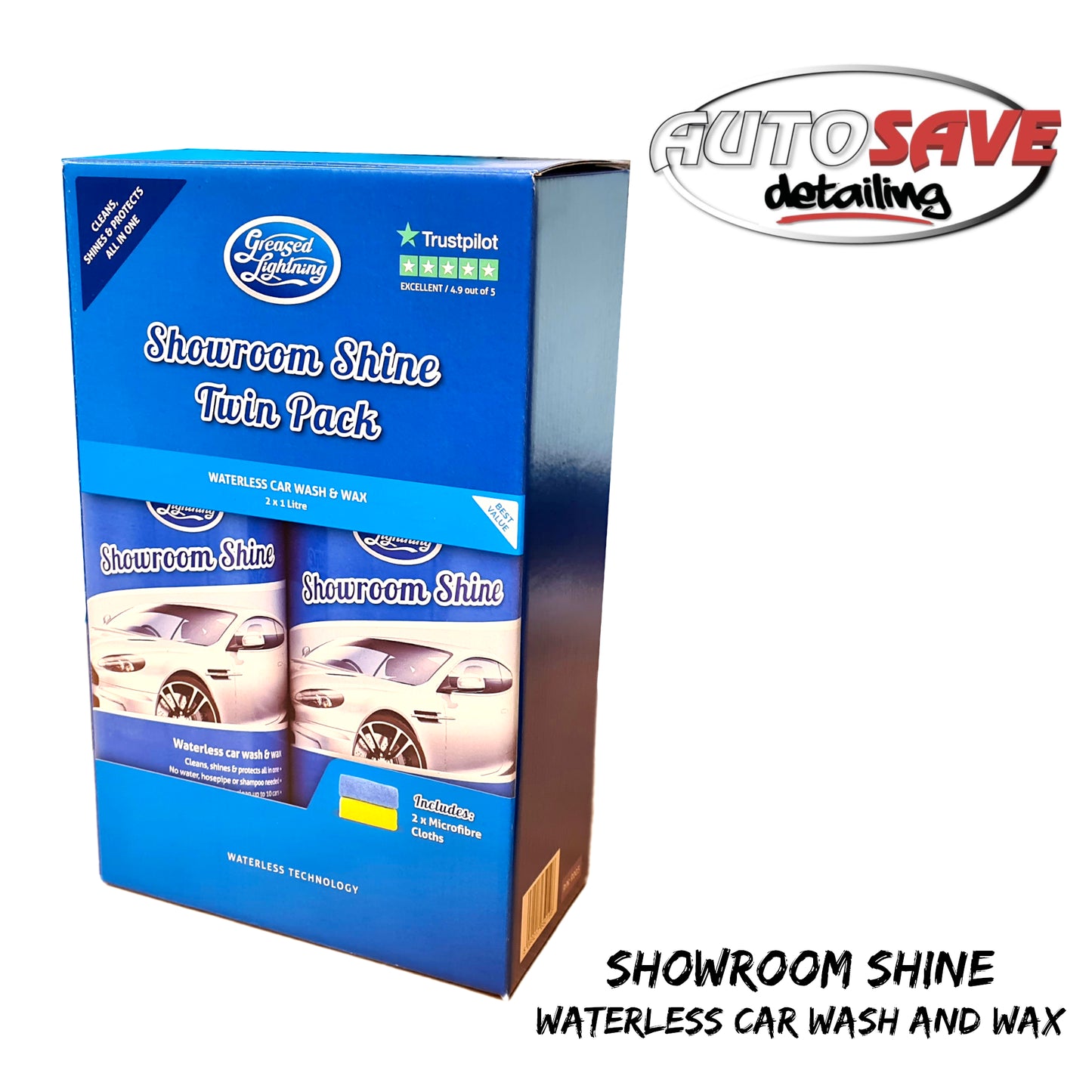 Showroom Shine Twin Pack and 2 Microfibre Cloths