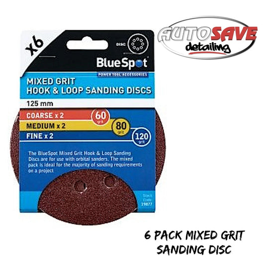 BlueSpot - 6 Pack 125mm Mixed Grit Sanding Disc