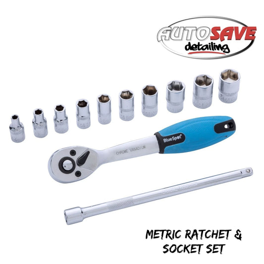 BlueSpot - 12 PCE 1/4" Metric Ratchet & Socket Set (4-13mm)
