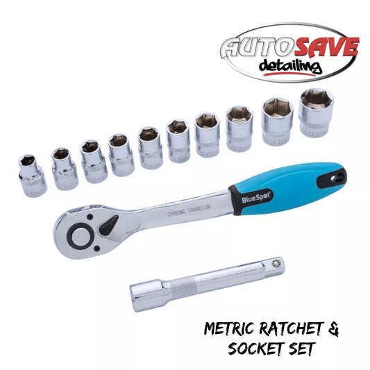 BlueSpot - 12 PCE 1/2" Metric Ratchet & Socket Set (10-24mm)