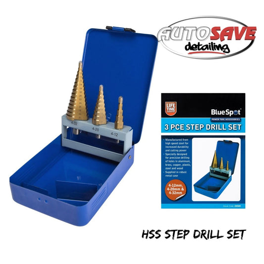 BlueSpot - 3 PCE HSS Step Drill Set (4-32mm)