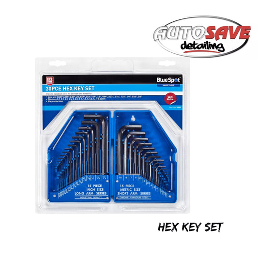 BlueSpot - 30 PCE Hex Key Set (0.7-10mm) (0.028"-3/8")