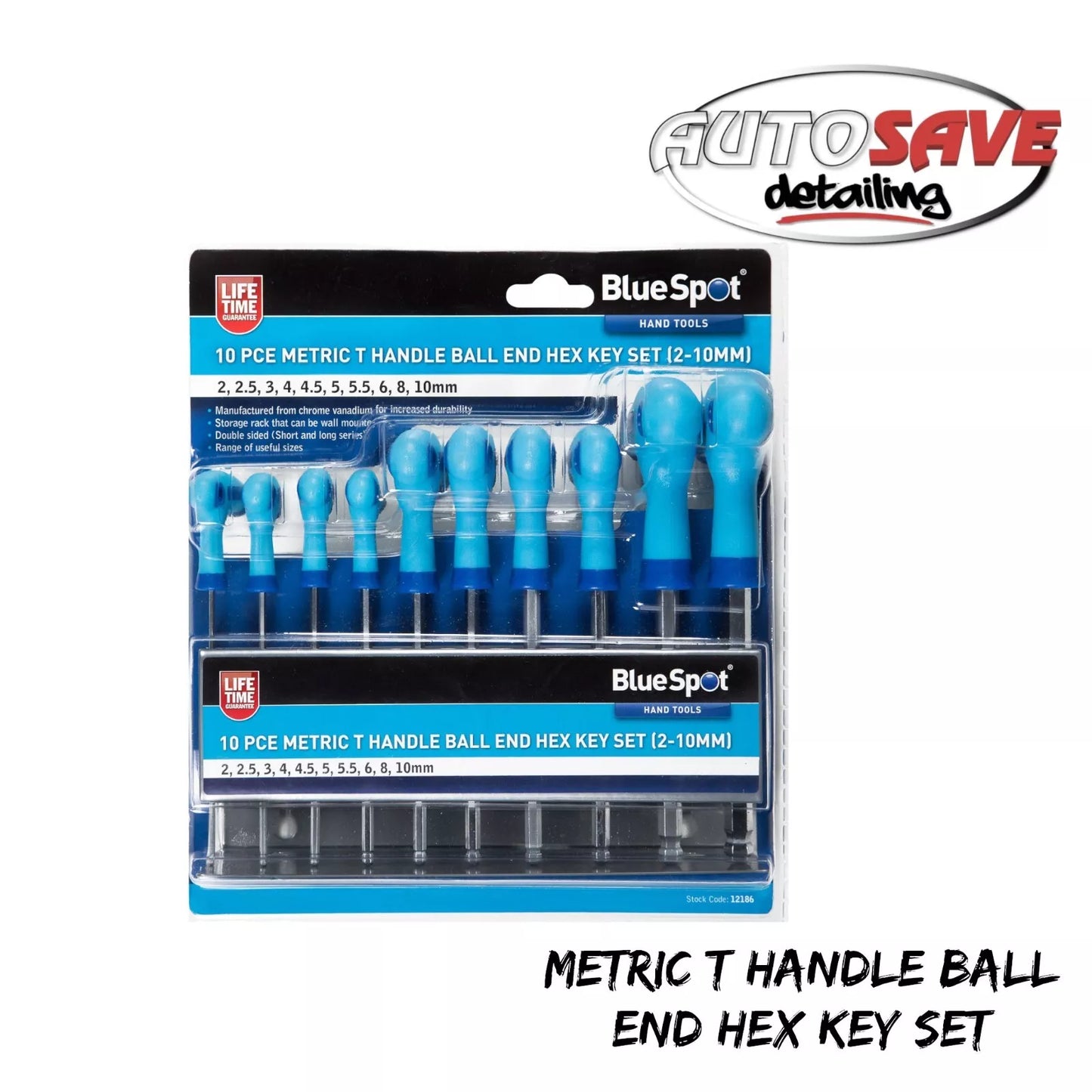BlueSpot - 10 PCE Metric T Handle Ball End Hex Key Set (2-10mm)