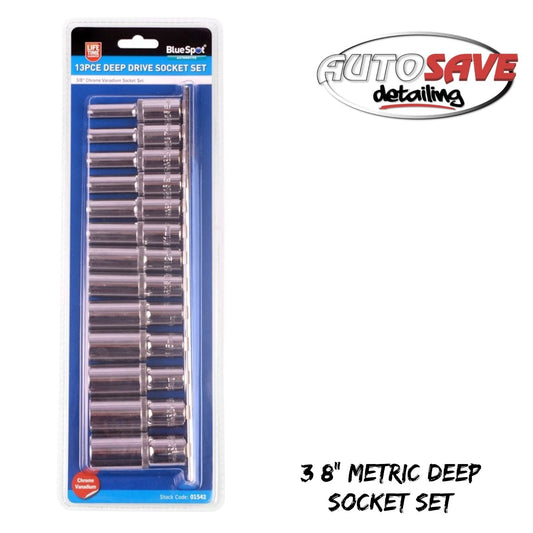 BlueSpot - 13 PCE 3/8" Metric Deep Socket Set (6-19mm)