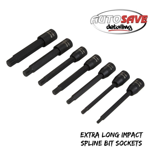BlueSpot - 7 PCE 3/8" EXTRA LONG IMPACT SPLINE BIT SOCKETS