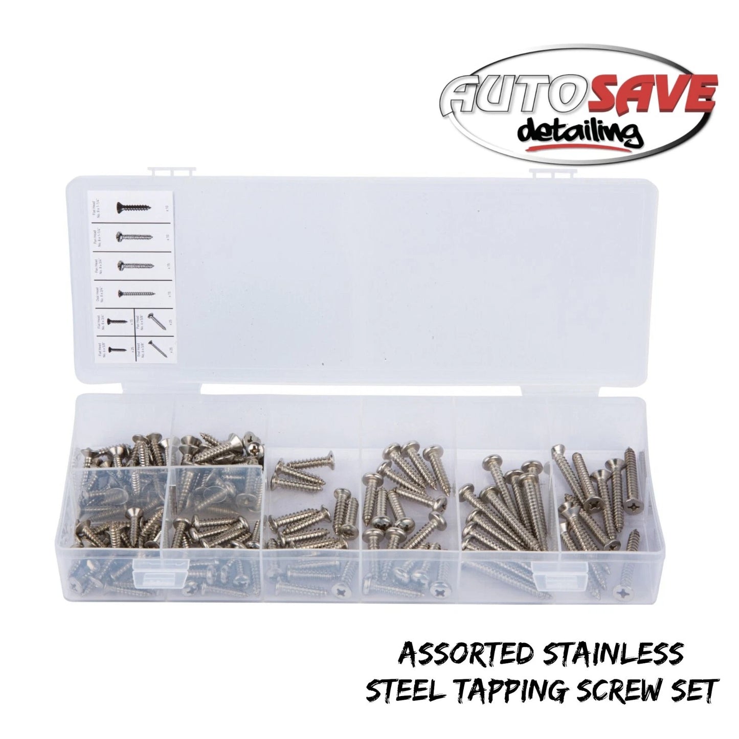 BlueSpot - 140 PCE Assorted Stainless Steel Tapping Screw Set