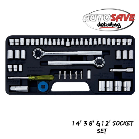 BlueSpot - 52 PCE 1/4" 3/8" & 1/2" Socket Set (4-13mm) (1/4"-13/16")