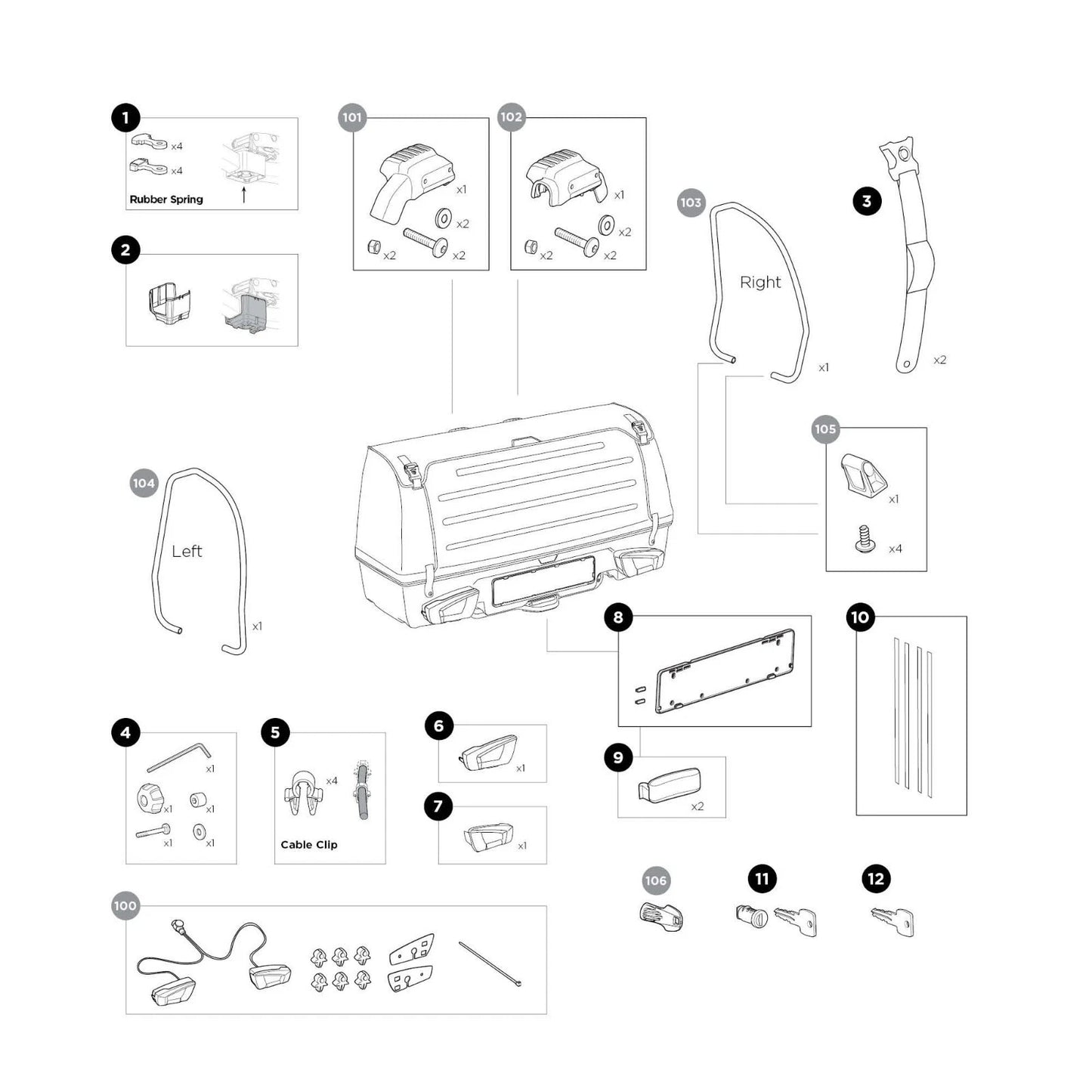 THULE SPARES - Rubber Spring Kit for Cargo / Cycle Carrier (54185)
