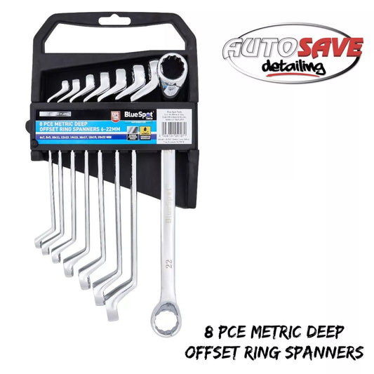 BlueSpot - 8 PCE Metric Deep Offset Ring Spanners (6-22MM)