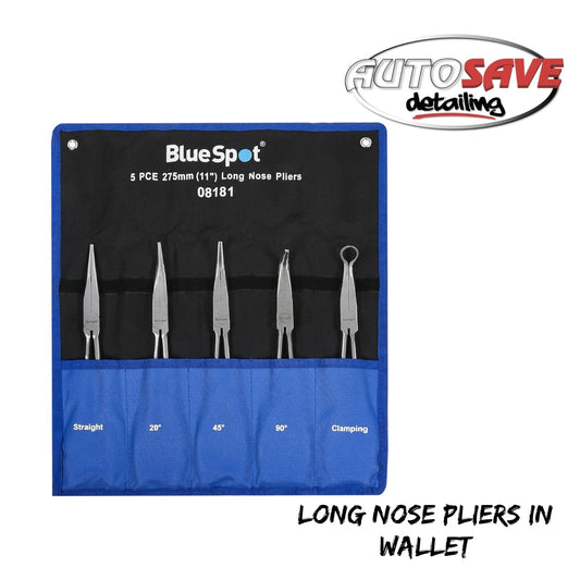 BlueSpot - 5 PCE 275mm (11") Long Nose Pliers In Wallet