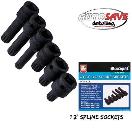 BlueSpot - 6 PCE 1/2" Spline Sockets (M14-M18)