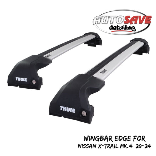 Thule WingBar Edge Silver Alu Roof Bars Set for Nissan X-Trail Mk.4 20-24 Rails