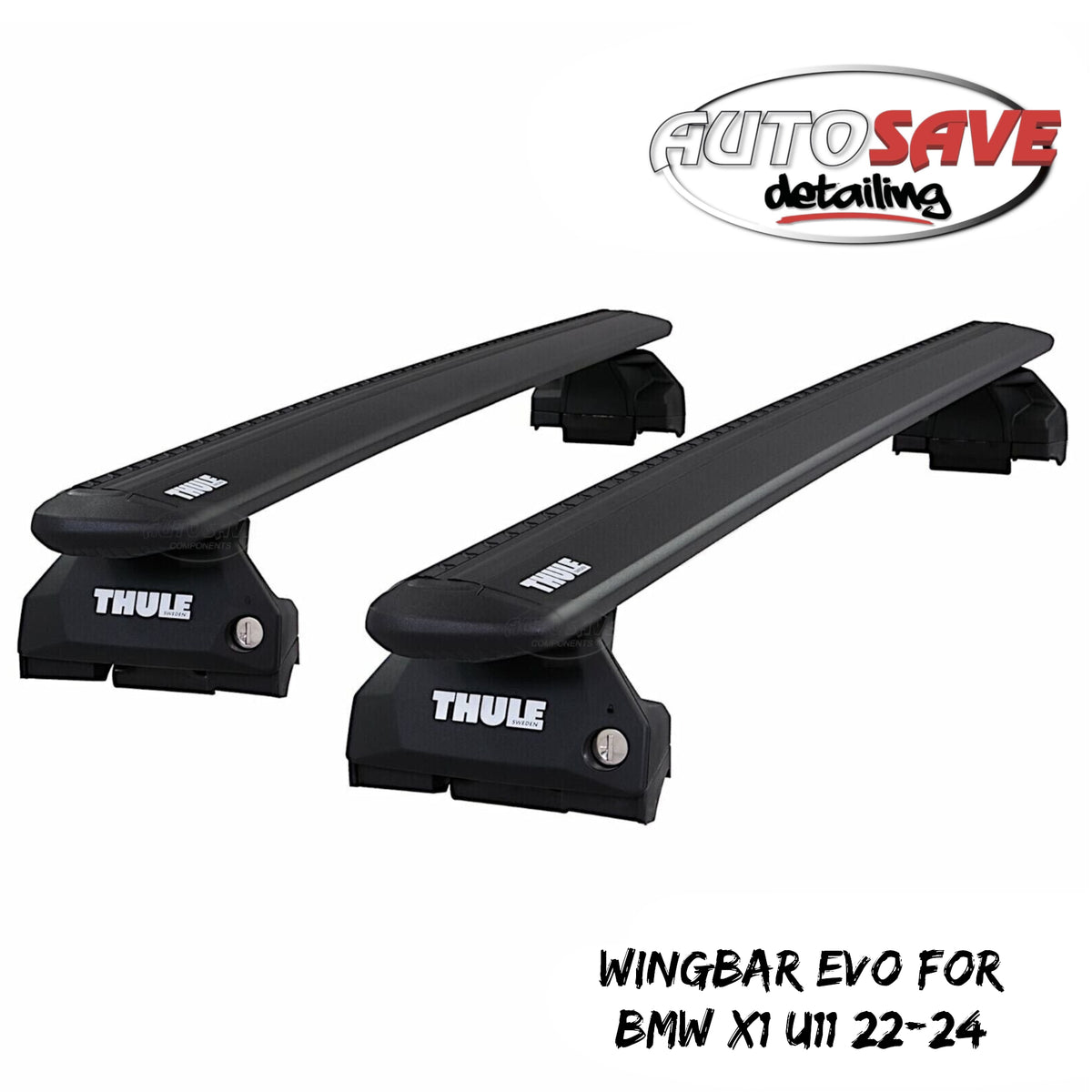 Thule Alu WingBar Evo Black Roof Bars Set to fit BMW X1 U11 22-24 No Rails Pair
