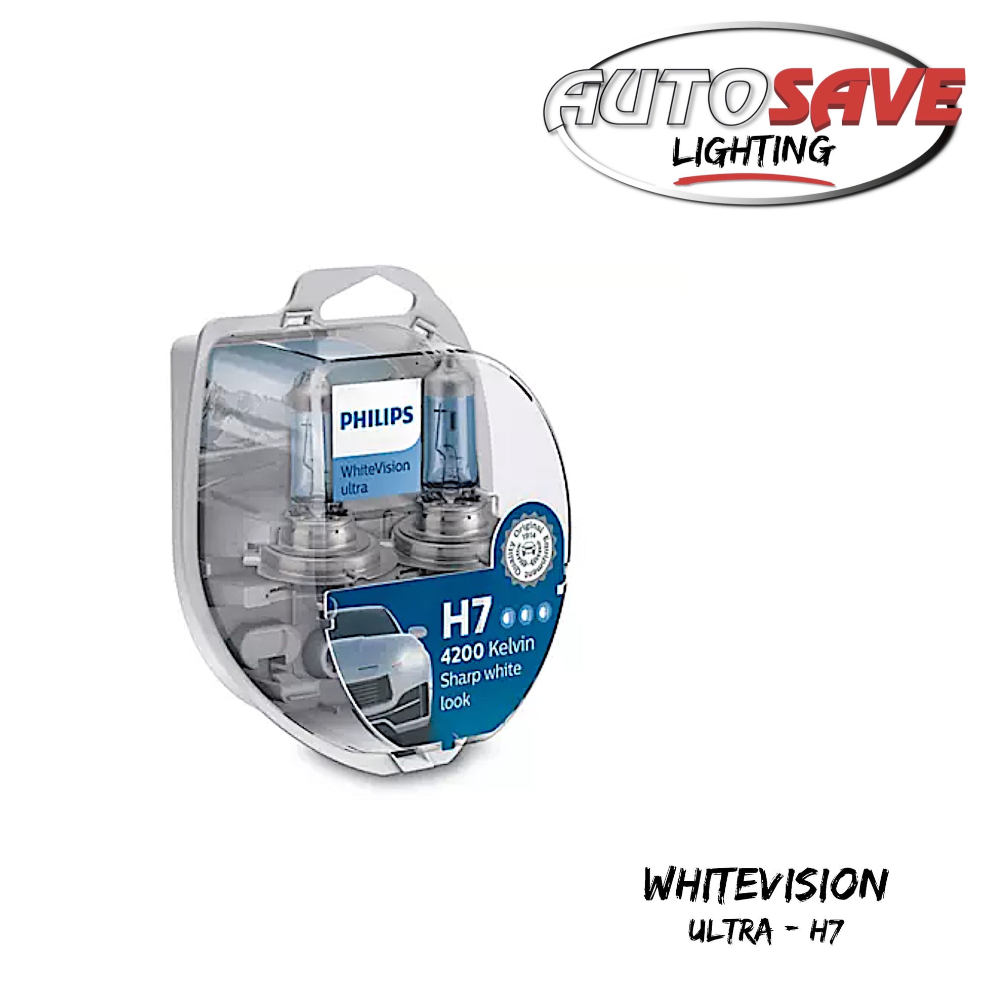 Philips WhiteVision Ultra Car Headlight Bulbs H7 (Twin Pack) White