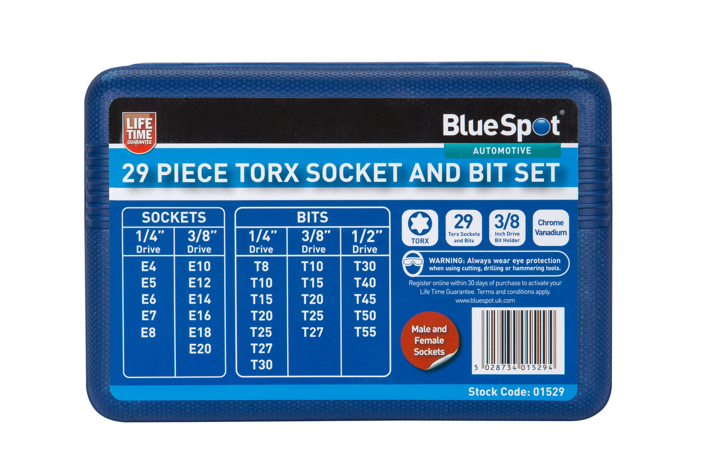29 PCE TORX SOCKET & BIT SET (T10-T55) (E4-E20)
