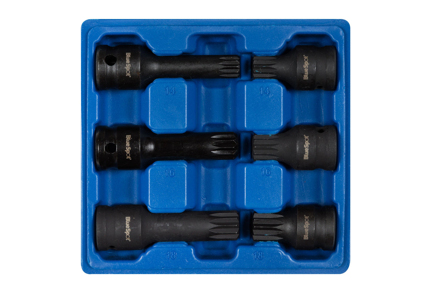 6 PCE 1/2" SPLINE SOCKETS (M14-M18)