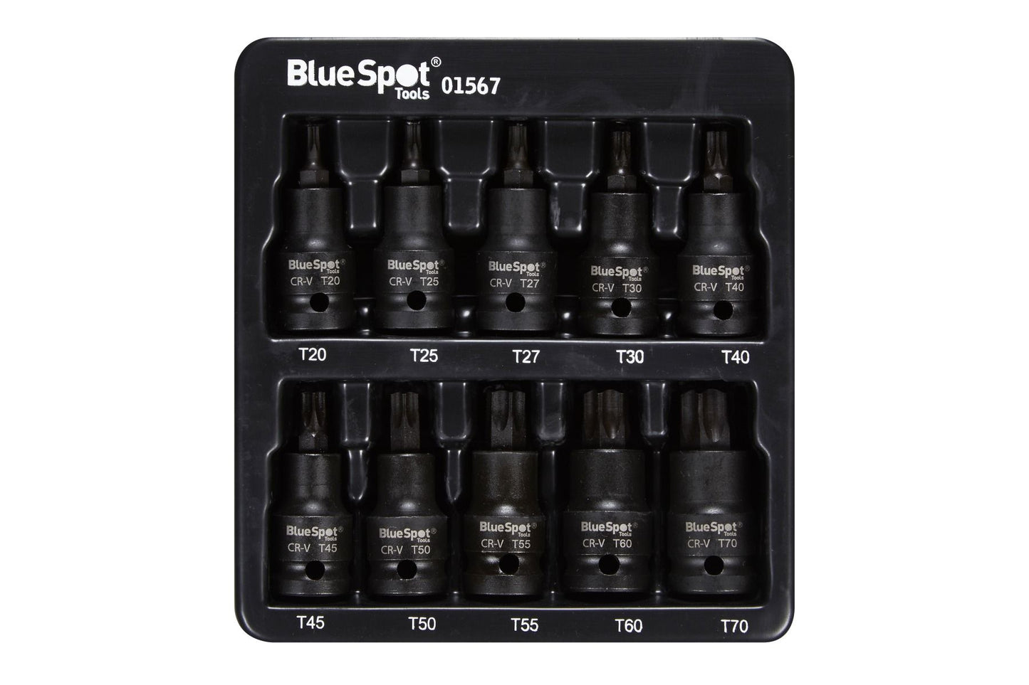 10 PCE 1/2" IMPACT TORX BIT SOCKETS (T20-T70)