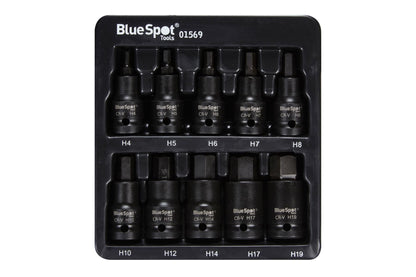 10 PCE 1/2" IMPACT HEX BIT SOCKETS (H4-H19)