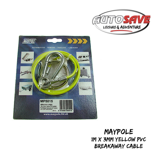 1m X 3mm Yellow PVC Breakaway Cable