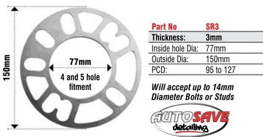 E-Tech 3mm Wheel Spacers pair