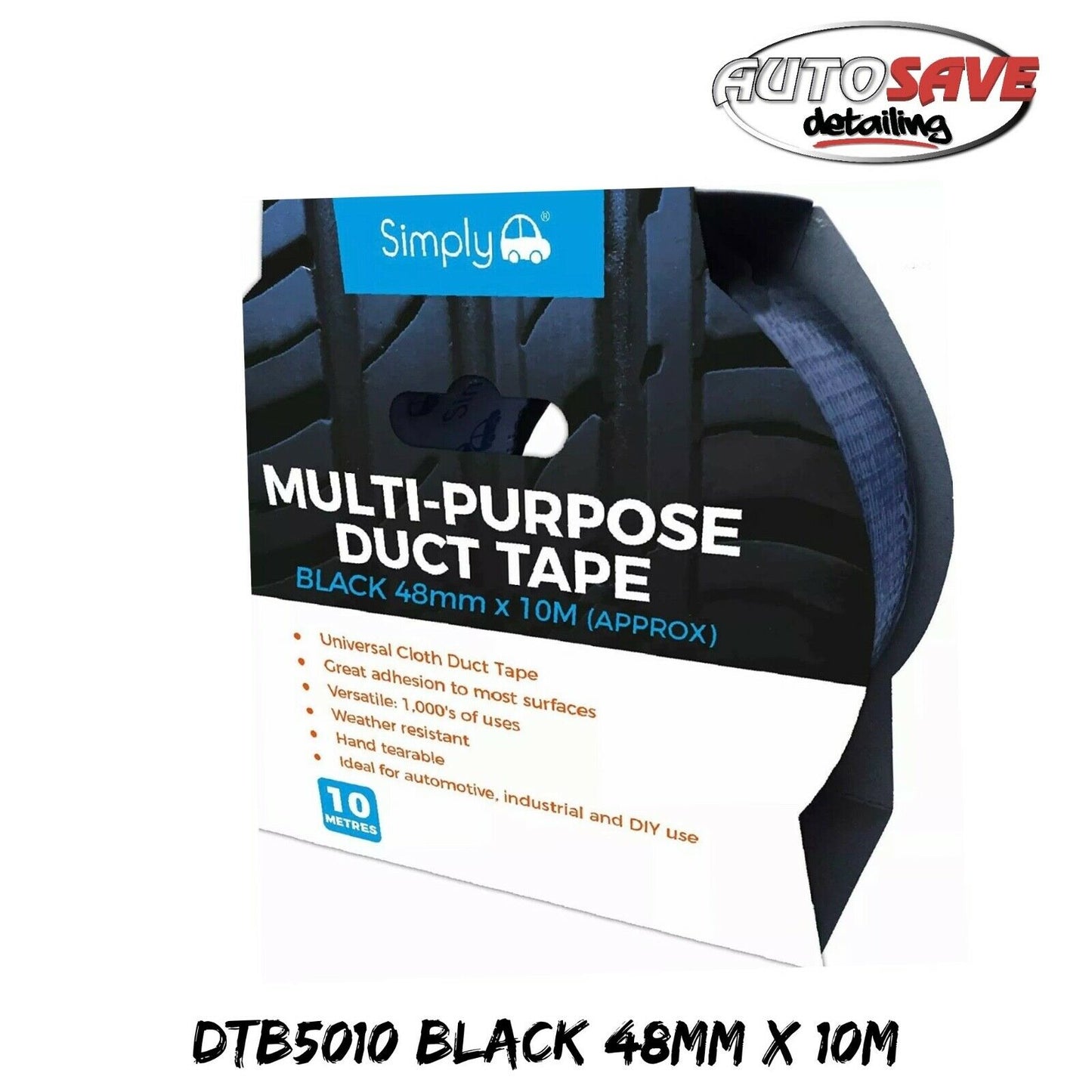 Cloth Duct Tape Black Multi-Purpose Adhesive Weather Resistant 48mm x 10m Roll
