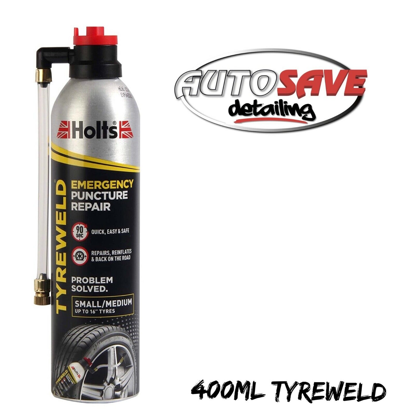 Holts Tyreweld Tyre Weld Emergency Puncture Repair Seals Inflates 16"+400ml