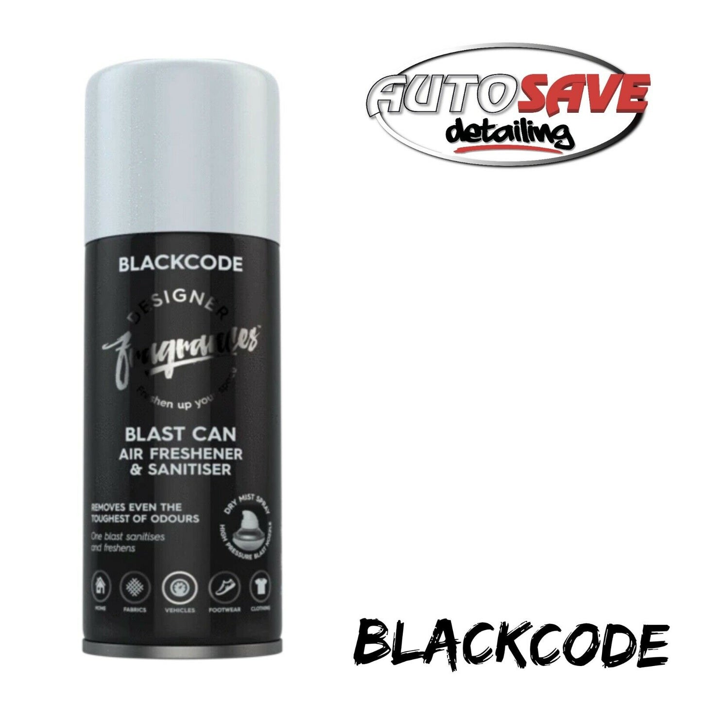 Blast Can Spray Air Freshener Designer Fragrances Car and Home Office Black Code