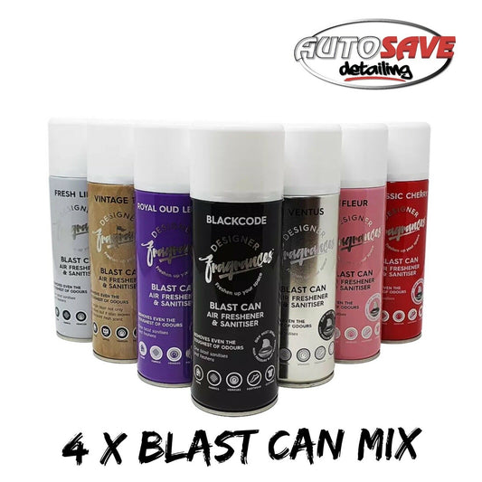4 x Mixed Designer Fragrances Blast Spray Can Vehicle Car Home Air Freshener New