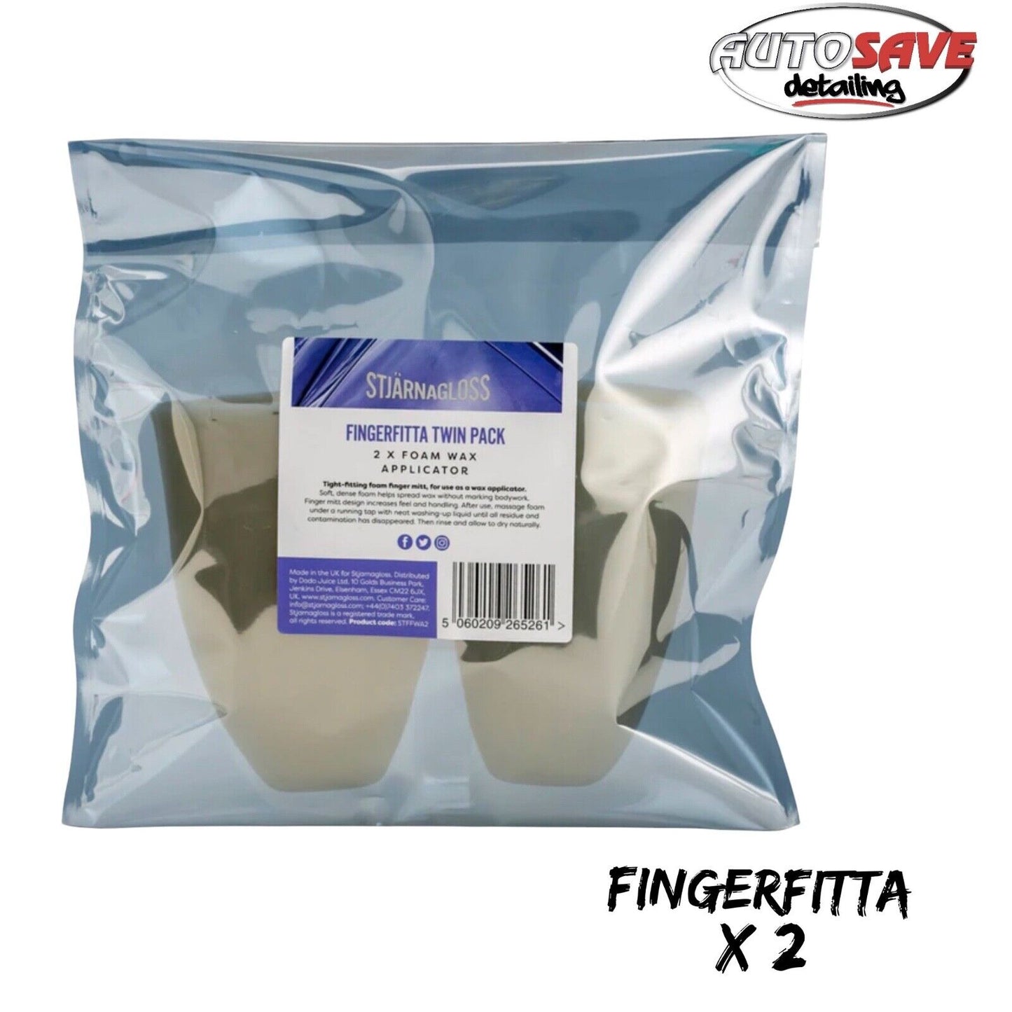 Stjarnagloss Fingerfitta foam wax applicator twin pack