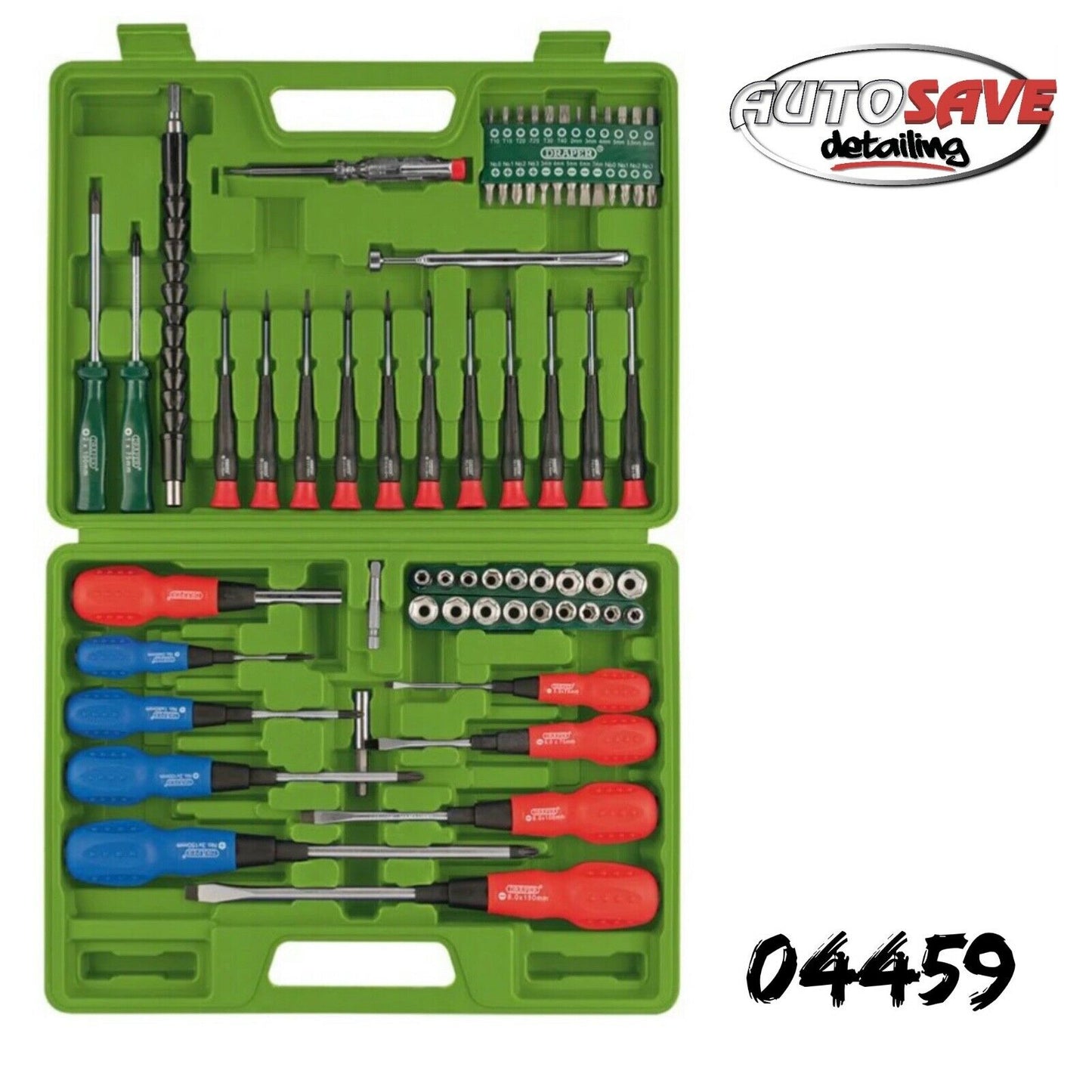 Draper 04459 70pc Screwdriver Socket & Bit Set Precision Torx Hex Mains Tester