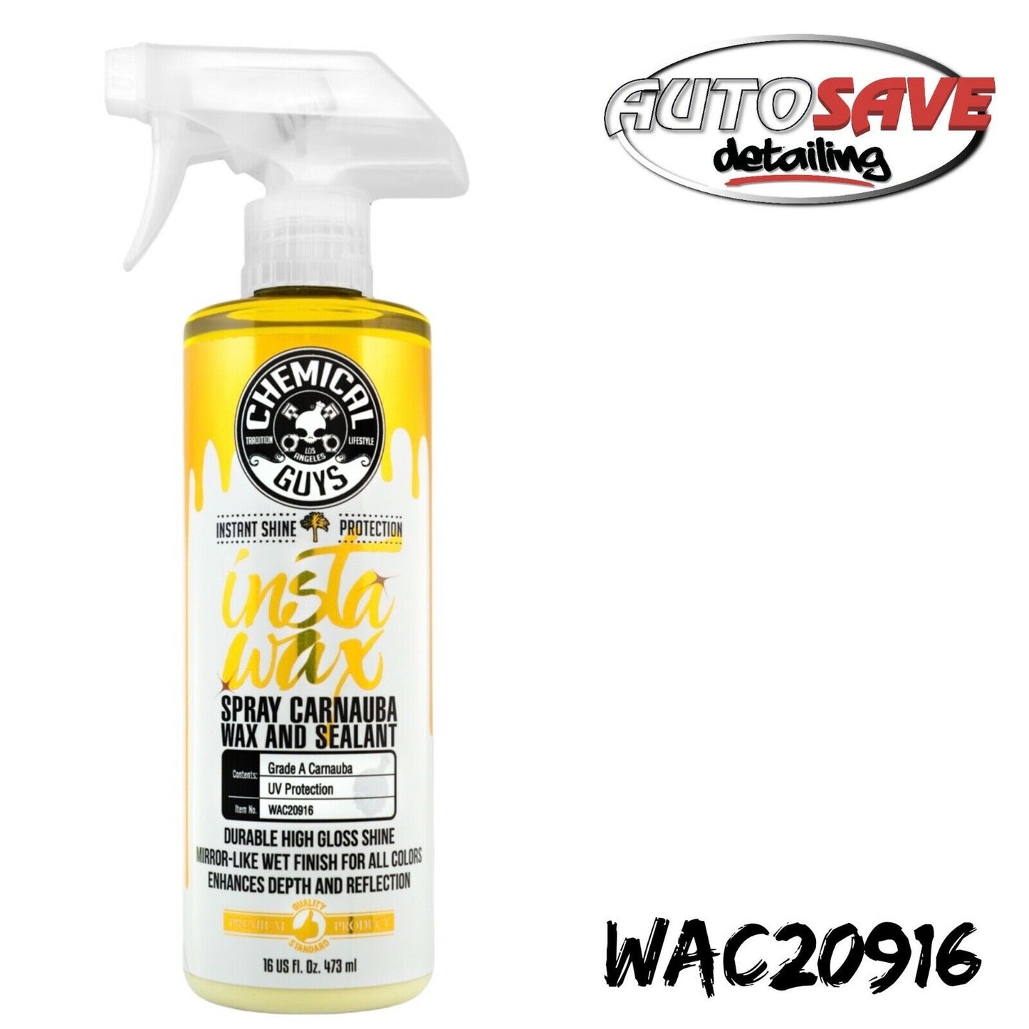 Chemical Guys  InstaWax WAX & Sealant Spray Mirror Wet Finish 16oz