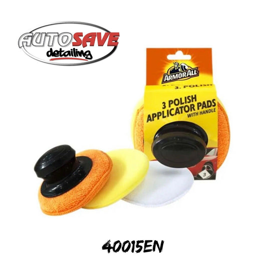 Armorall Car Valeting Detailing 3 Polish Applicator Pads With Handle