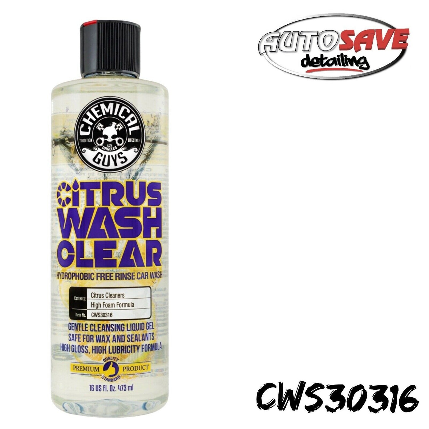 Chemical Guys Citrus Wash Clear Hydrophobic Free Rinse Car Wash 16oz