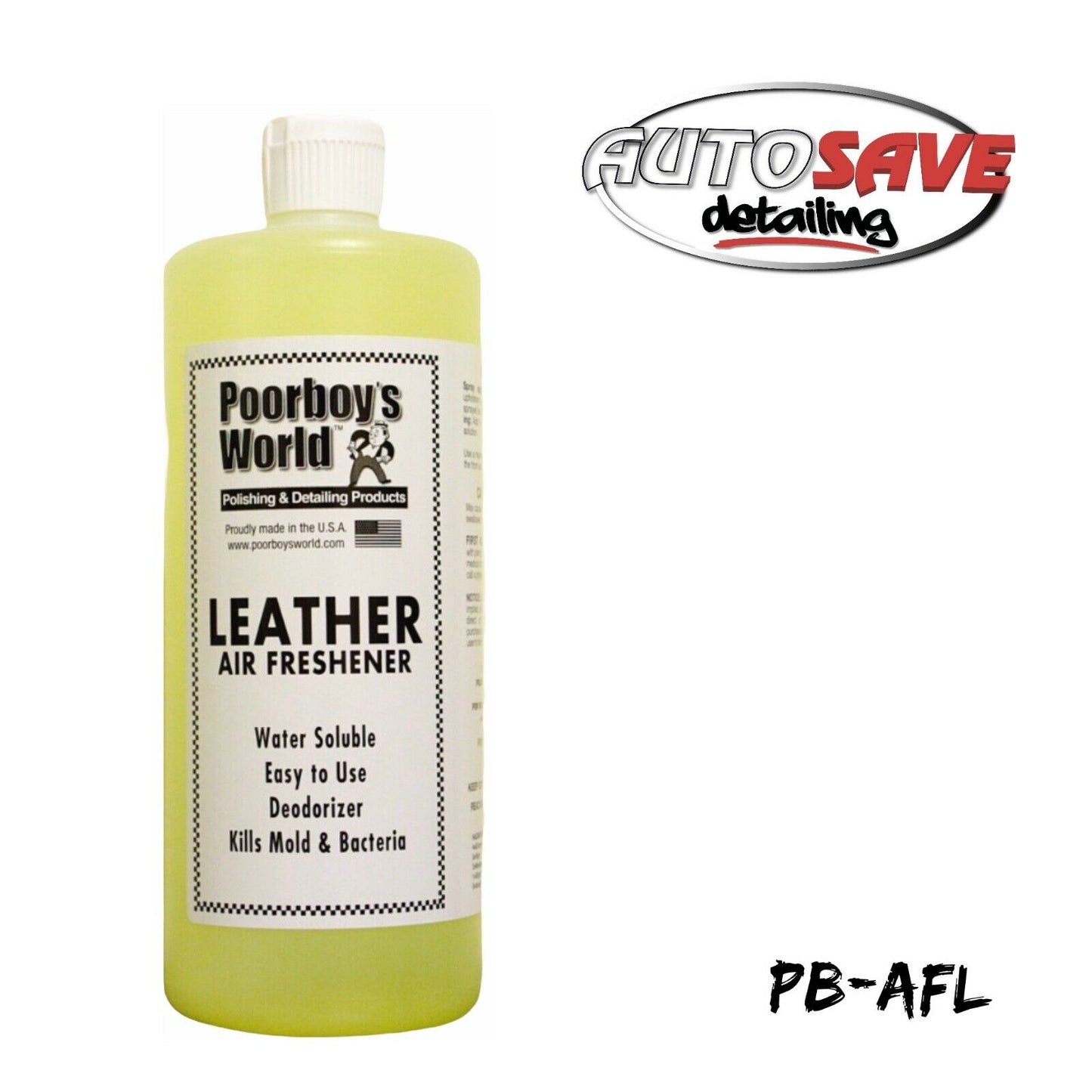 POORBOYS WORLD LEATHER  CAR AIR FRESHENER,KILLS MOULD & BACTERIA 32oz