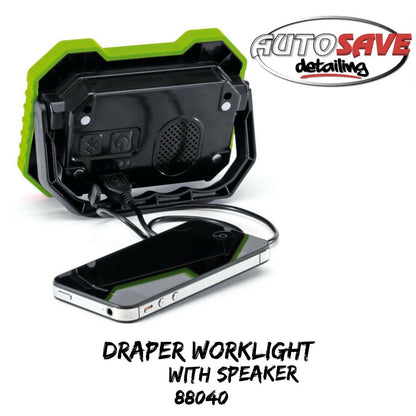 Draper 88040 Rechargeable Worklight Wireless Speaker Green