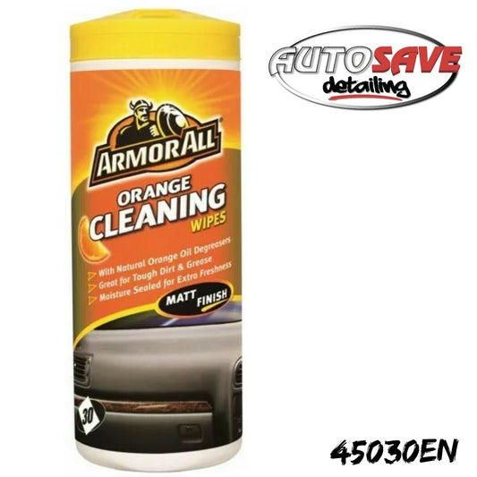 Armor all Orange Car Cleaning Wipes Clean Dashboard Fabric Rubber Vinyl 45030EN
