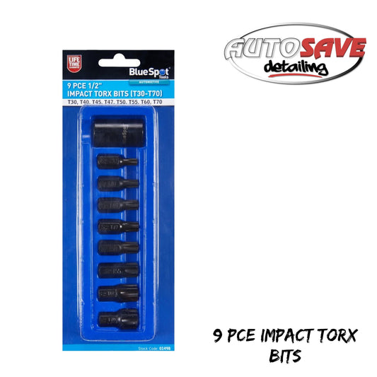 9 PCE 1/2" IMPACT TORX BITS (T30-T70)