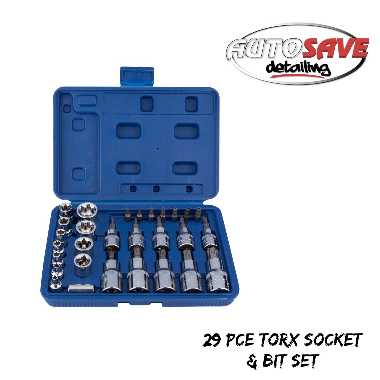 29 PCE TORX SOCKET & BIT SET (T10-T55) (E4-E20)