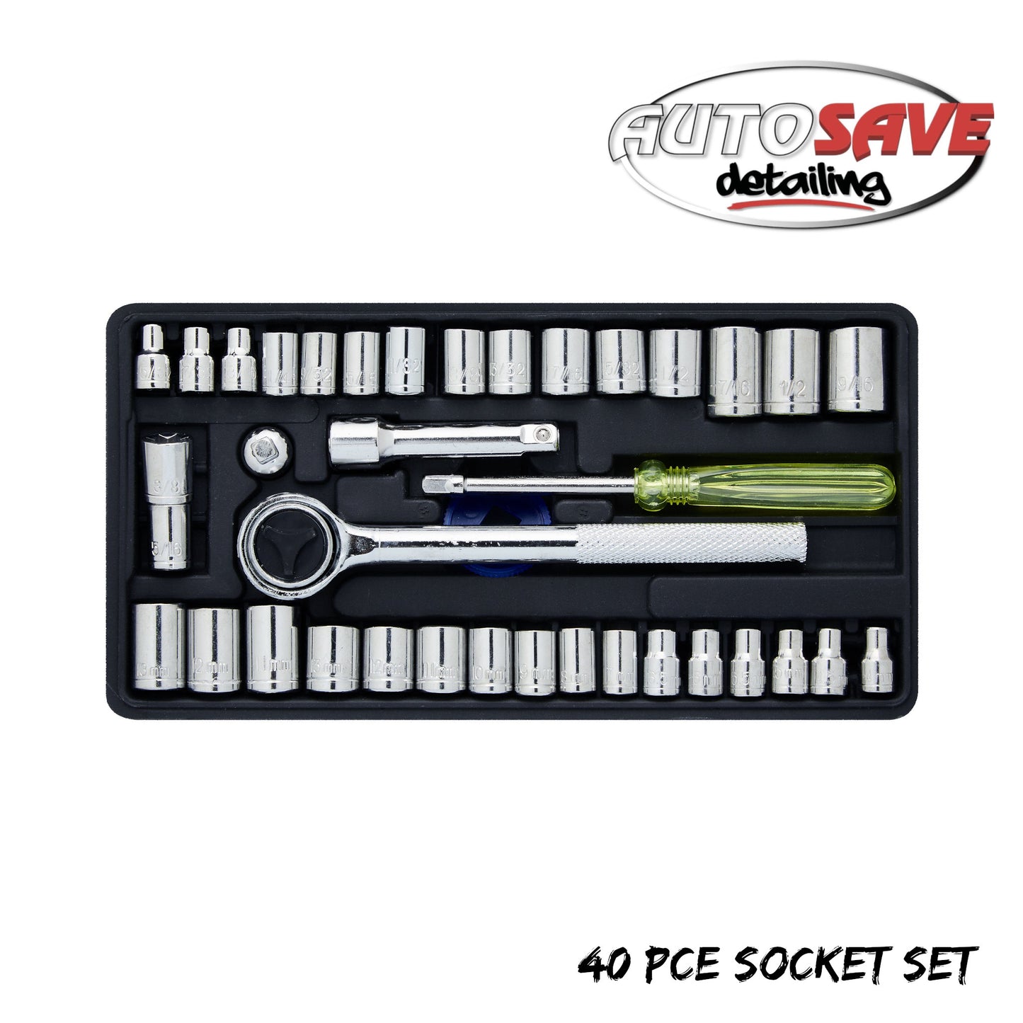 40 PCE 1/4" & 3/8" SOCKET SET (4-13MM) (5/32"-3/8")