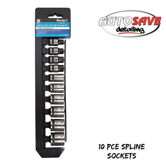 10 PCE 3/8" SPLINE SOCKETS (7-18MM)(9/32-23/32)