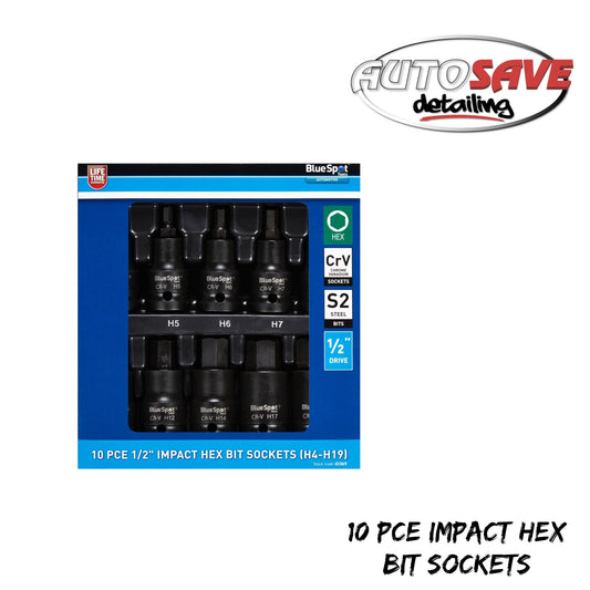 10 PCE 1/2" IMPACT HEX BIT SOCKETS (H4-H19)