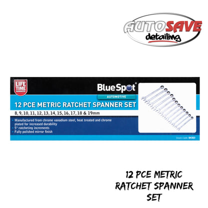 12 PCE METRIC RATCHET SPANNER SET (8-19MM)
