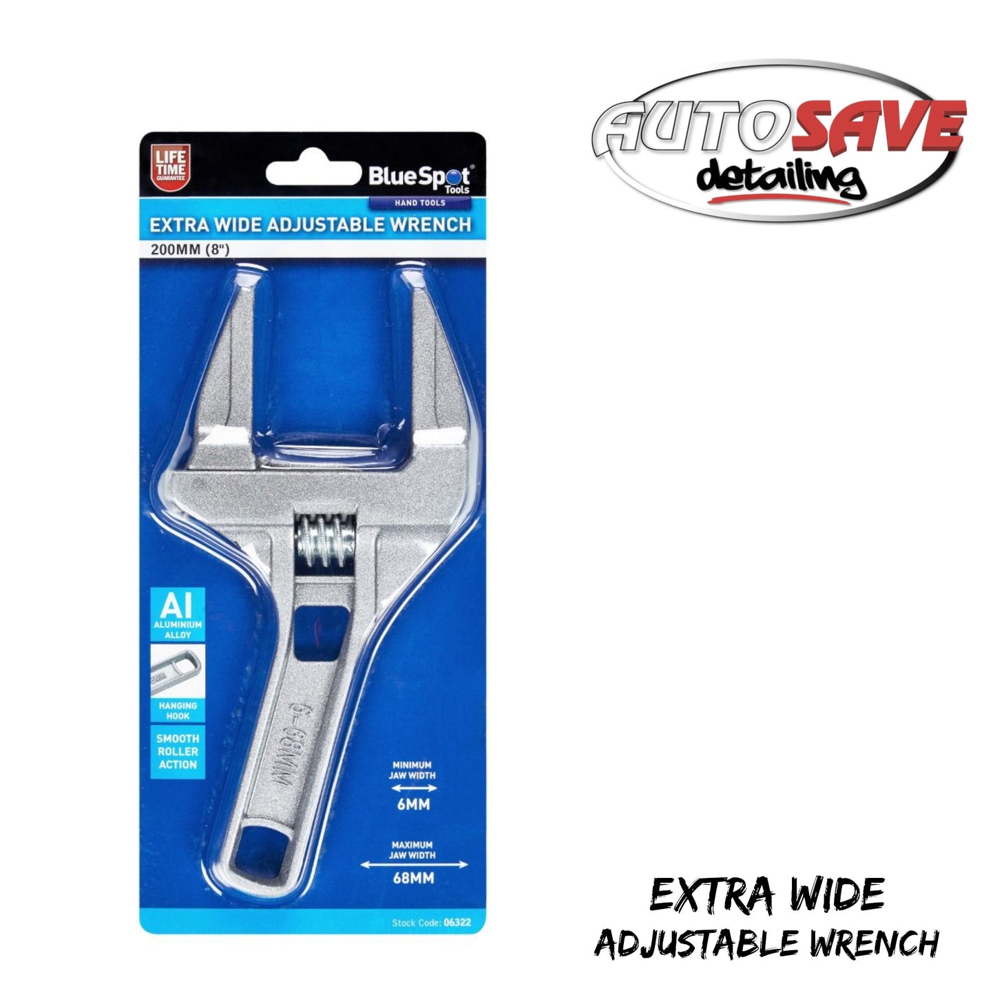 200MM (8") EXTRA WIDE ADJUSTABLE WRENCH