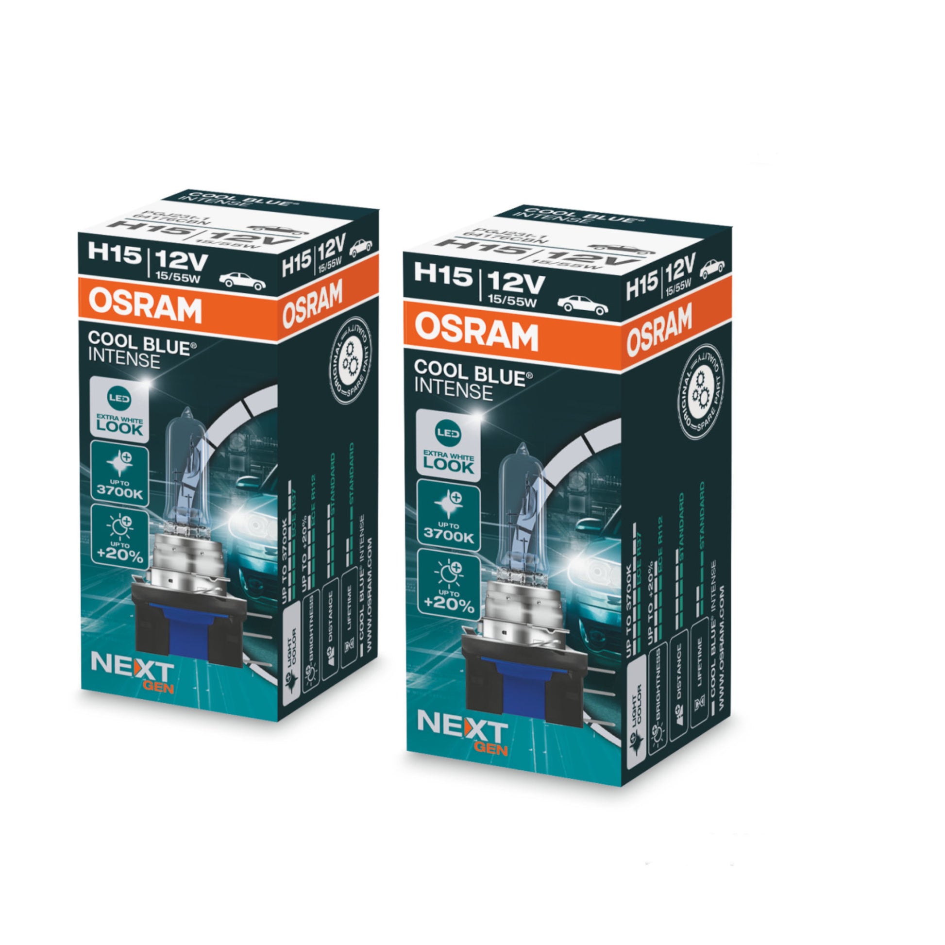 2 x OSRAM H15 Cool Blue Intense Next Gen 12V 55/15W Dipped Main Headlight  Bulbs