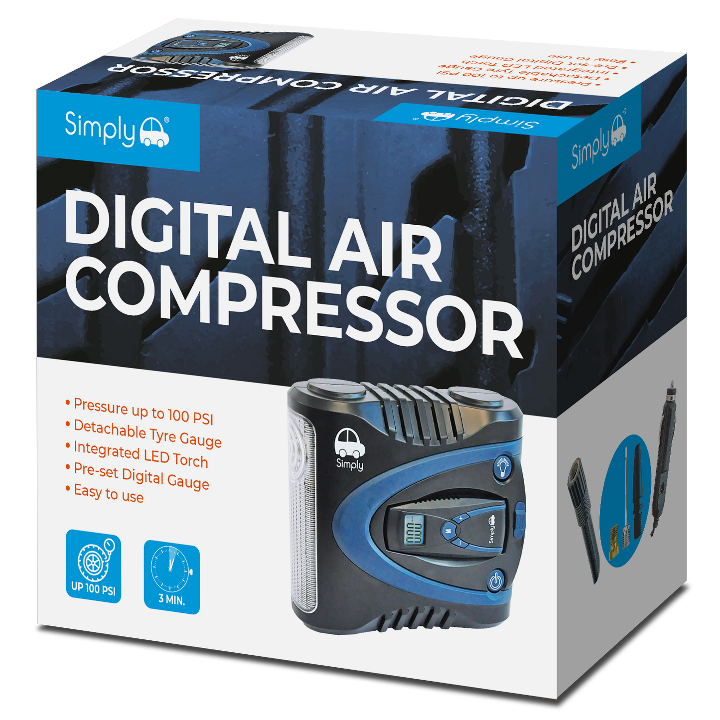 SIMPLY AUTO DIGITAL AIR COMPRESSOR + PRESSURE GAUGE