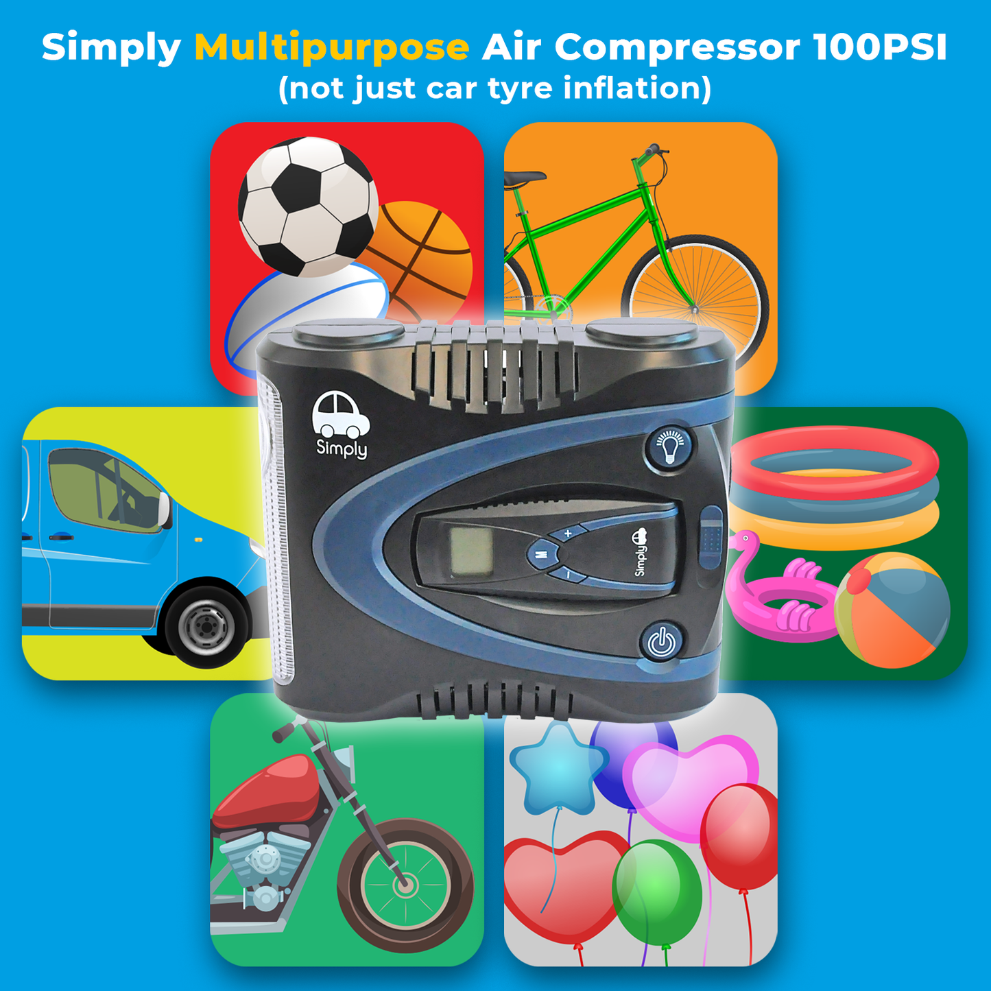 SIMPLY AUTO DIGITAL AIR COMPRESSOR + PRESSURE GAUGE