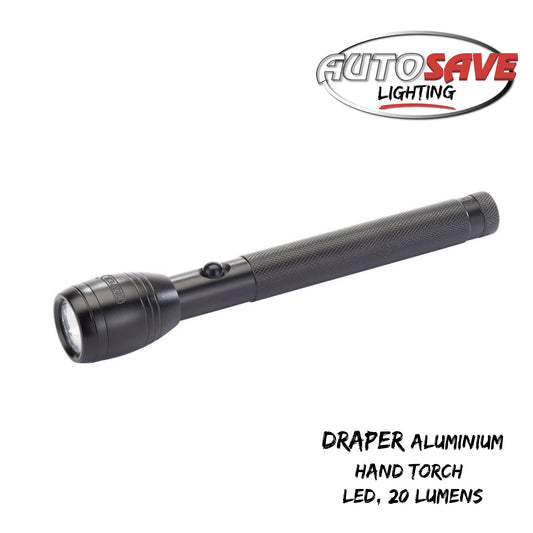 Draper LED Aluminium Hand Torch, 2 x AA Batteries Required