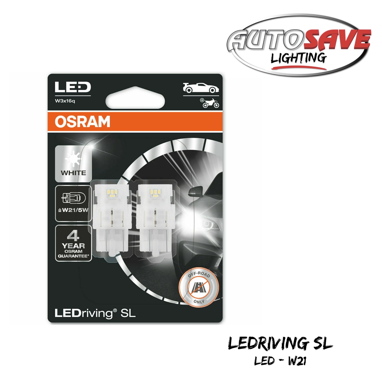 OSRAM LEDriving SL LED W21/5W 6000K Cool White Car Bulb (Twin) W3x16q –  Autosave Components